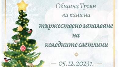 На 5 декември ще грейнат коледните светлини в Троян