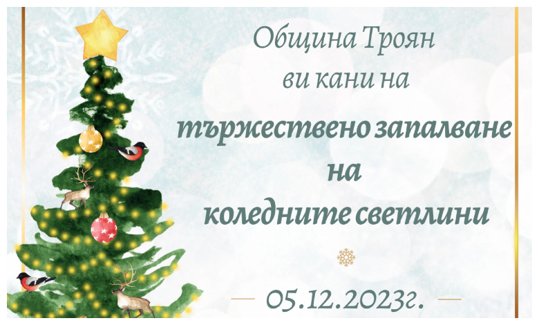 На 5 декември ще грейнат коледните светлини в Троян