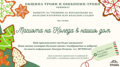 Община Троян и ОбКБППМН обявяват Коледен конкурс „Магията на Коледа в нашия дом“