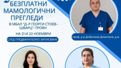 Безплатни мамологични прегледи в МБАЛ Троян с водещи специалисти от Плевен!