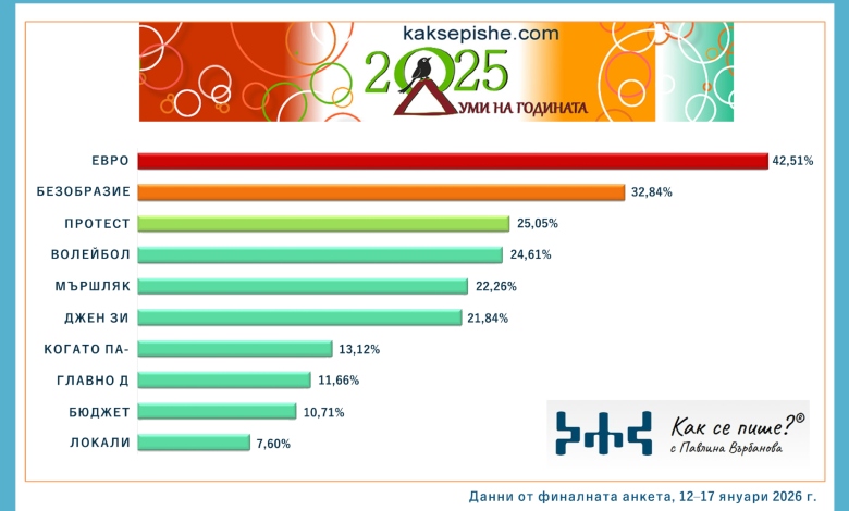 „Евро“, „безобразие“ и „протест“ са думите на 2025 година в България
