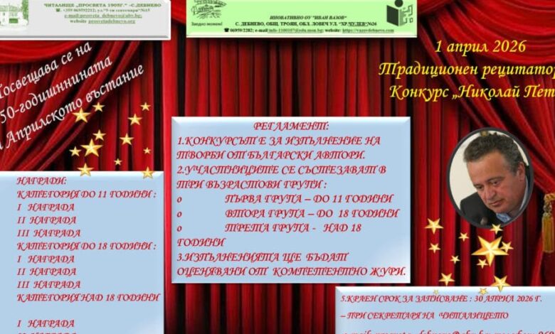 Покана за участие в рецитаторски конкурс „Николай Петев“