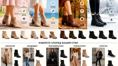 Дамски боти от естествена кожа в есенна градска обстановка